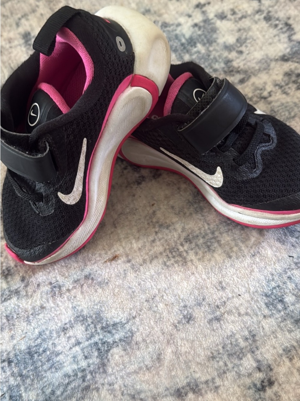 Nike Kids Black and Pink Slip-On Sneakers with Velcro
